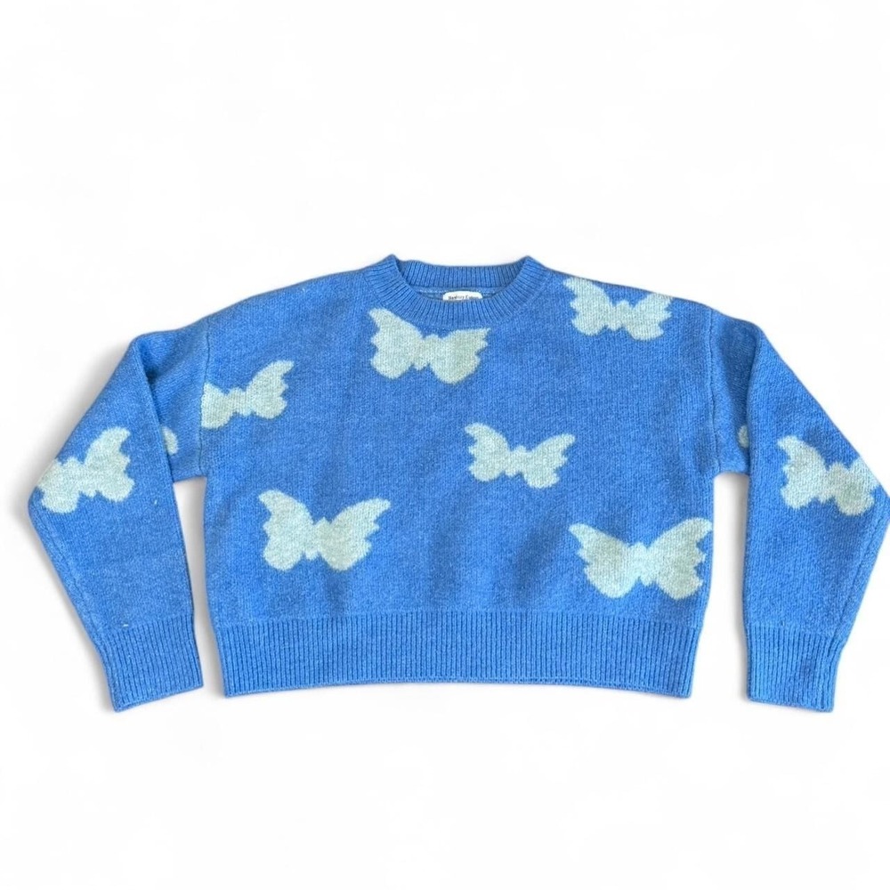Newbury Kustom Blue Butterfly Knit Sweater, Cottagecore Fairycore, Size S‎
